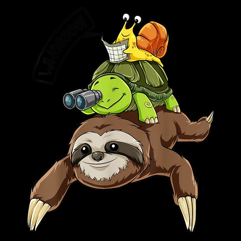 Sloth Lazy Riding Turtle Snail