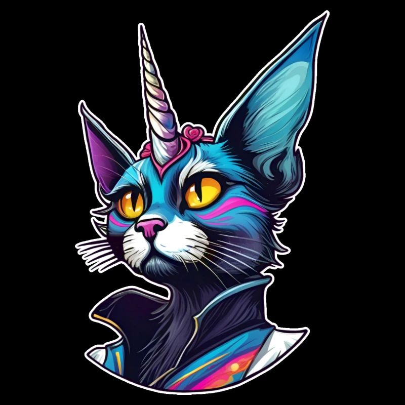 Motif Psychédélique Licorne Chat