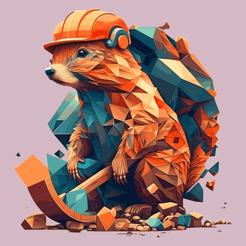 Beaver works on the construction site