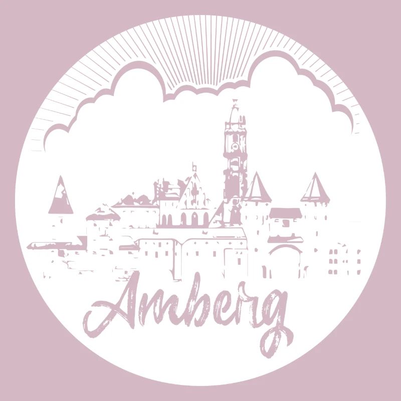 skyline, amberg, cercle, rétro, coupe aux ciseaux, blanc