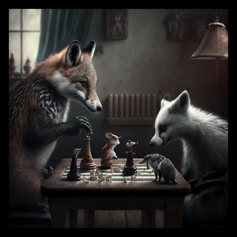Nice chess game between two animals