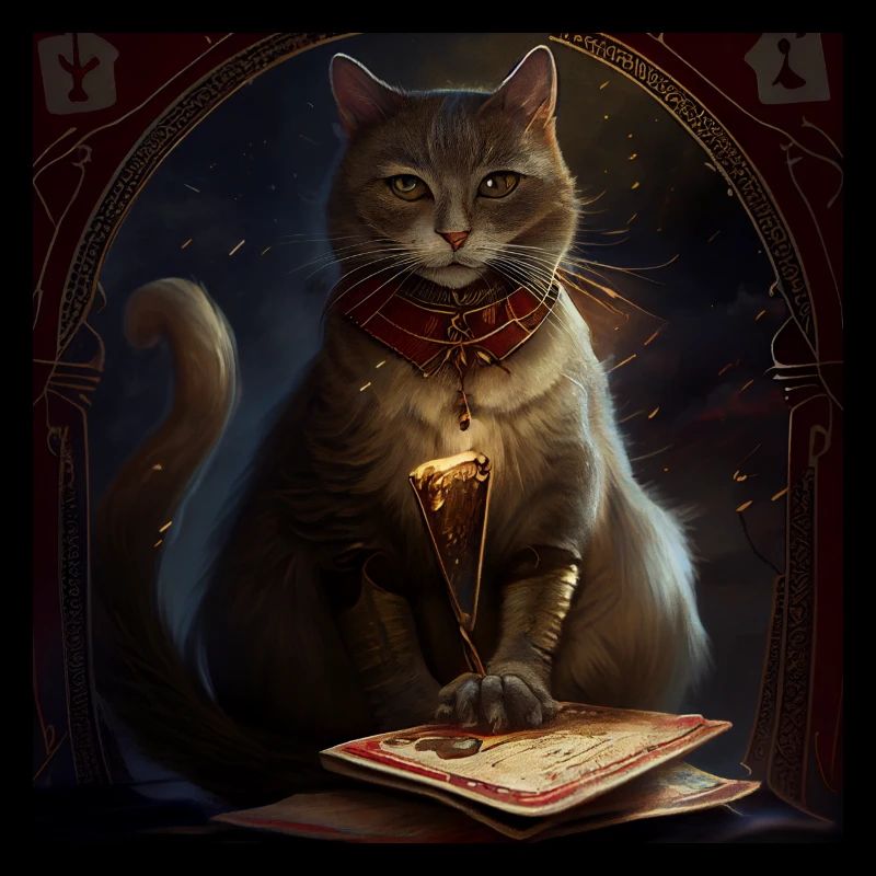 Chat dans la conception de carte de tarot mystique!