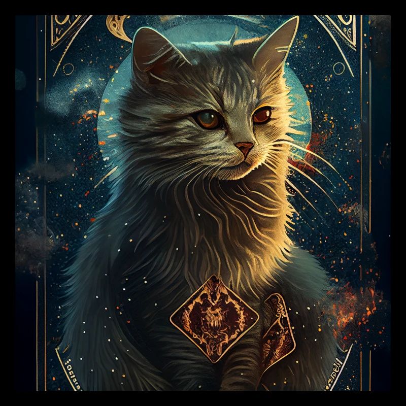 Cat in Mystical Tarot Card Design!