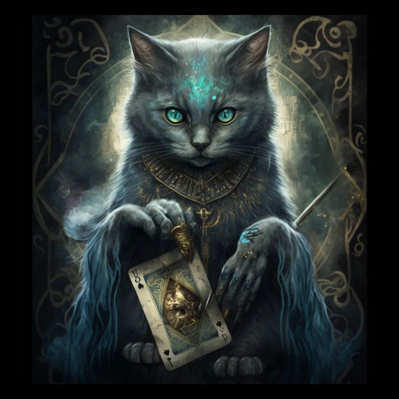 Cat in Mystical Tarot Card Design!