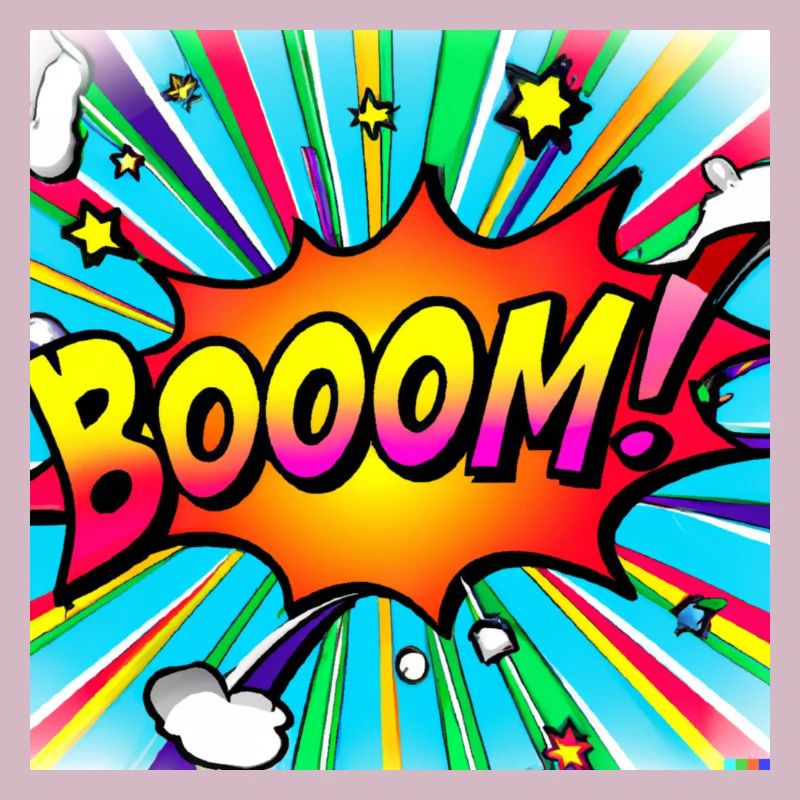 regenbogenstrahl comic style mit kaboom