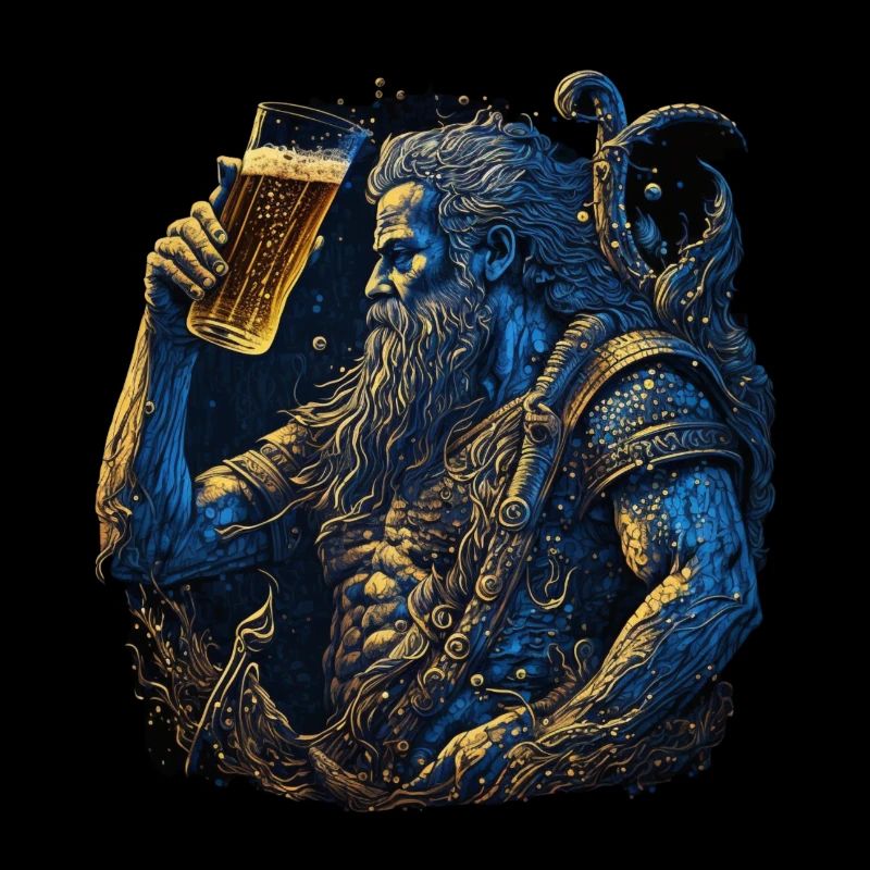 Neptun, Herrscher der Meere mit Bier