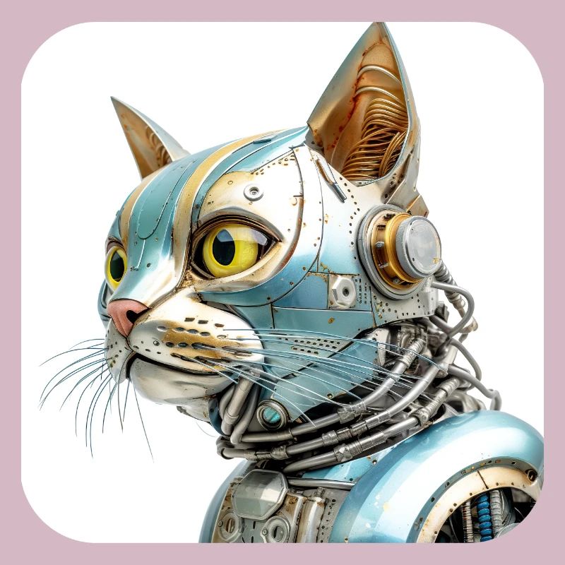 Retro Cyborg Robot Space Cat XVIII