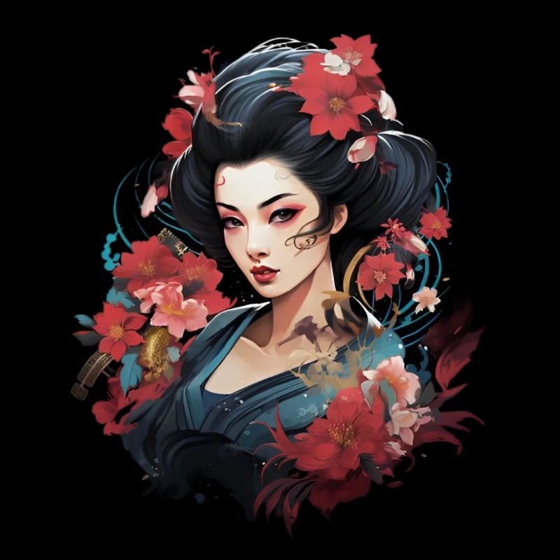 Geisha mit Blumenmuster