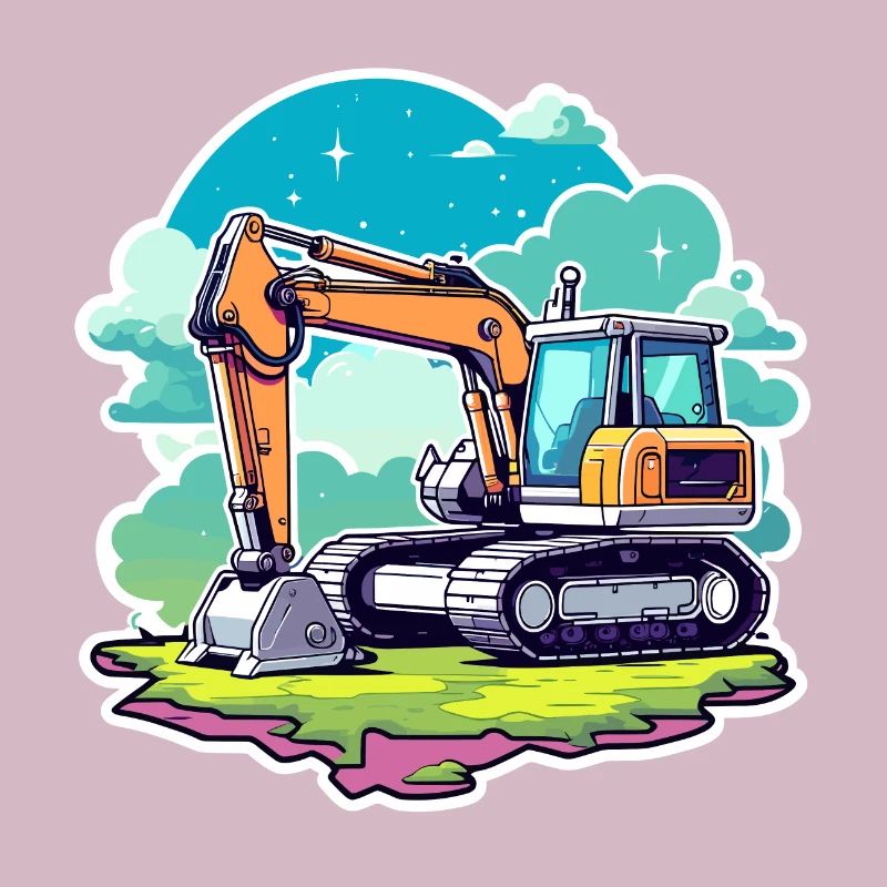 Excavator Construction Site Drawing