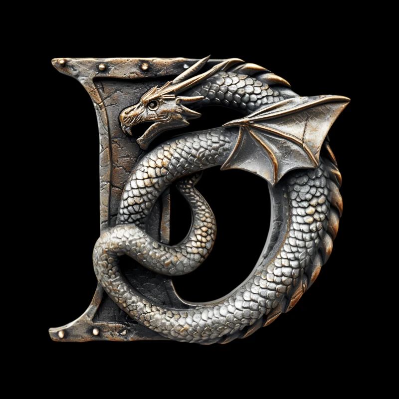 Lettre « D » en forme de dragon.
