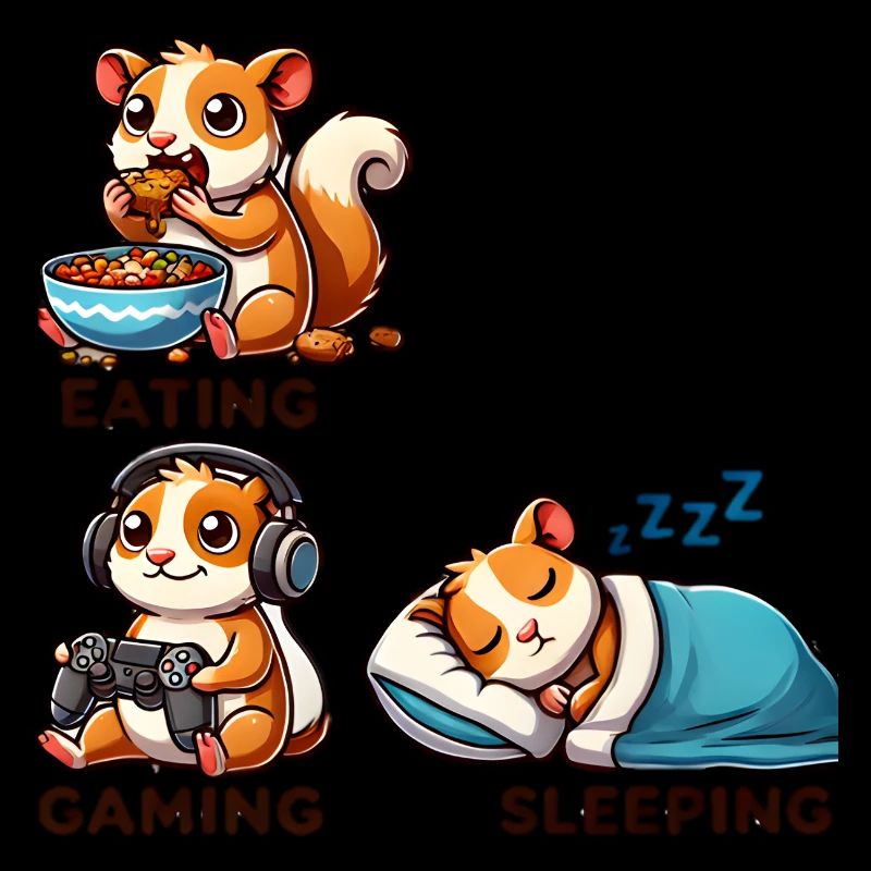 Gamer Hamster – Manger, jouer, dormir, répéter