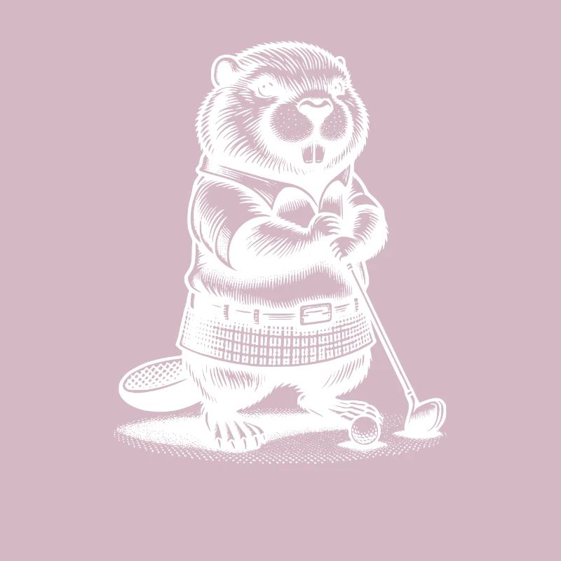 Funny Beaver Golfer Silhouette