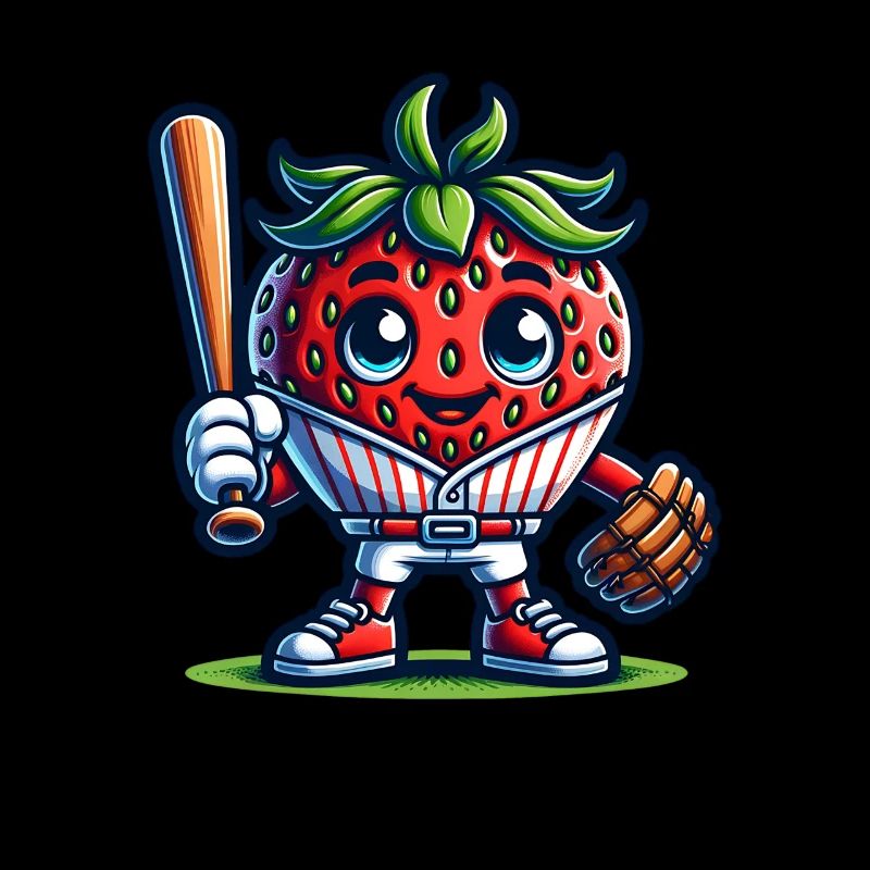 Funny baseball player with strawberry