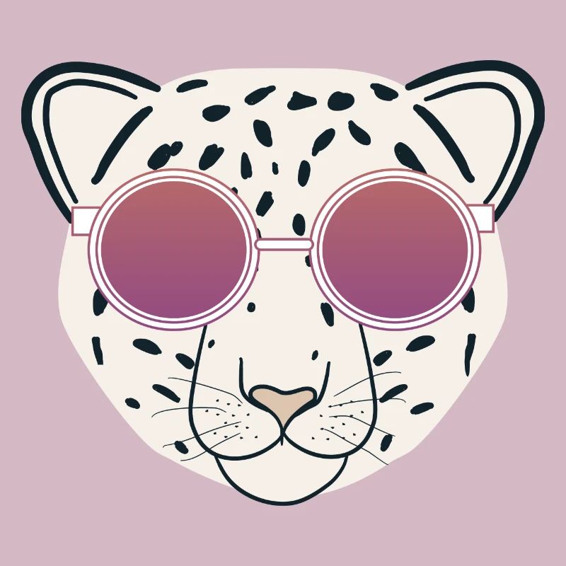 Tête de léopard avec lunette roses