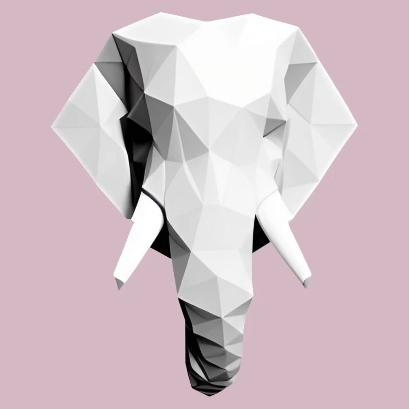 Polygon Design Elephant animal head black white