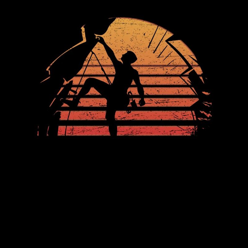 Distressed Retro Rock Climbing Sunset Tee Shirt
