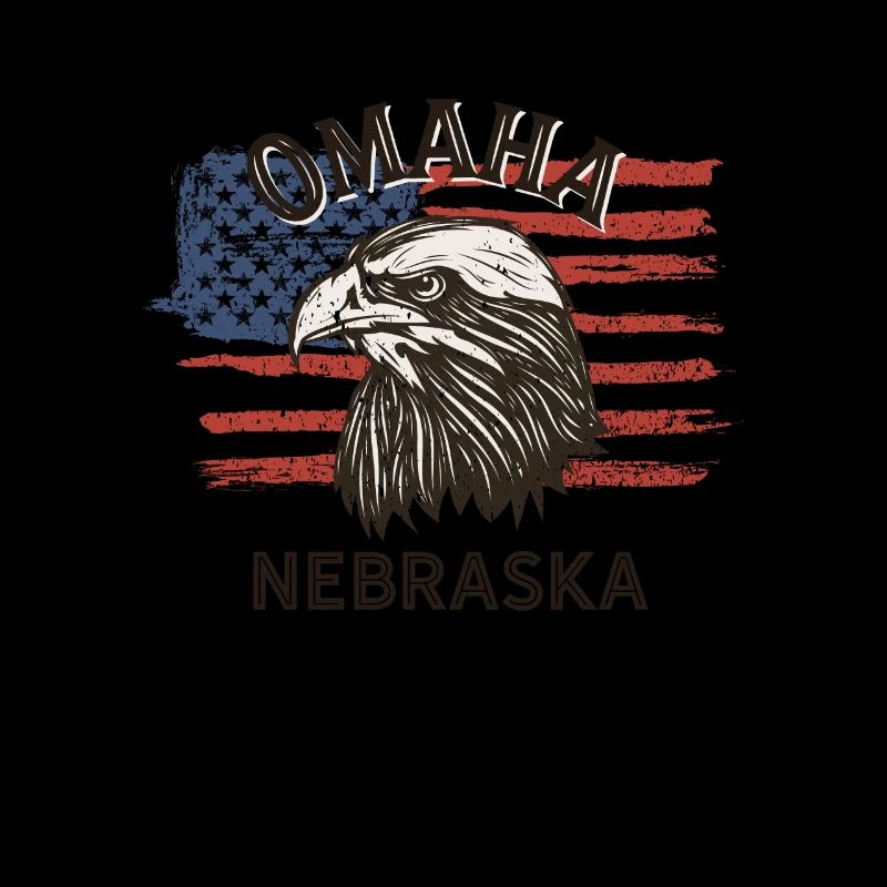 USA Flag Eagle Nebraska Vintage Omaha