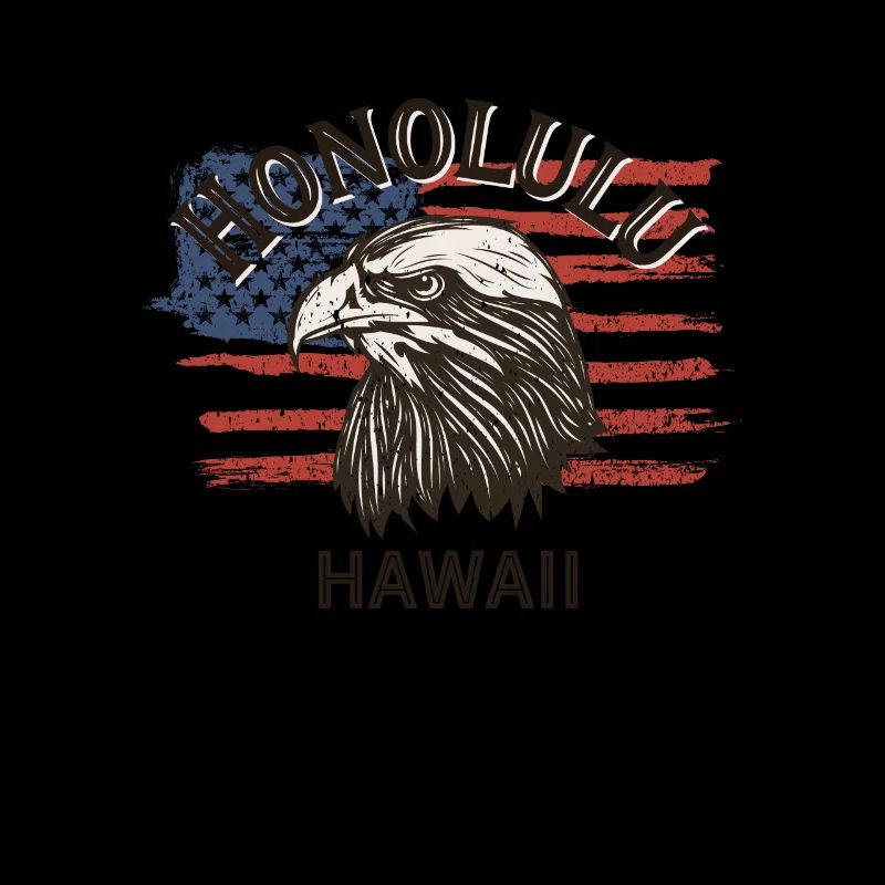 USA Flag Eagle Hawaii Vintage Honolulu