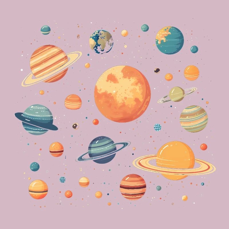 Bunte Planeten die durchs All schweben