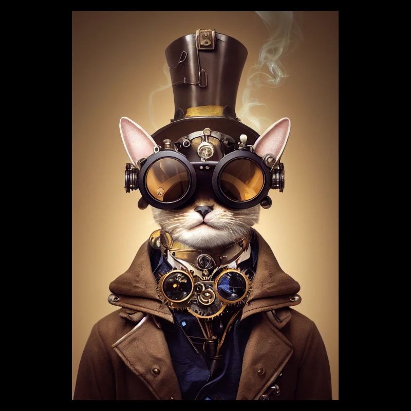 Cat Steampunk Engineer Glasses