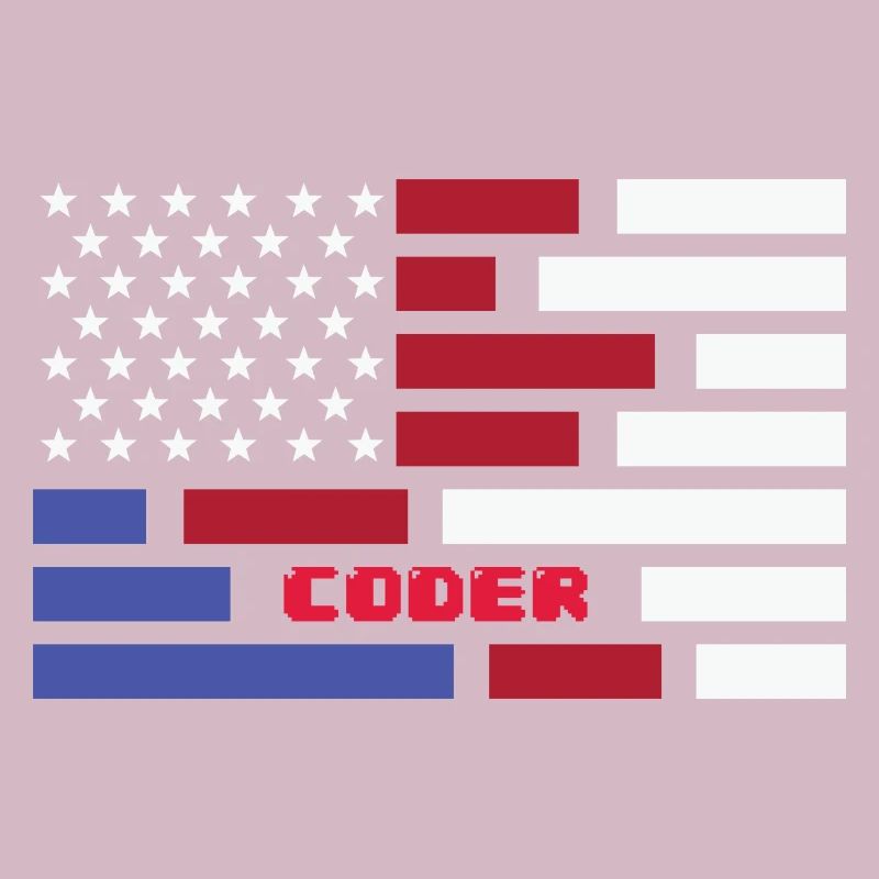 American Flag Coder Coding Computer Nerd