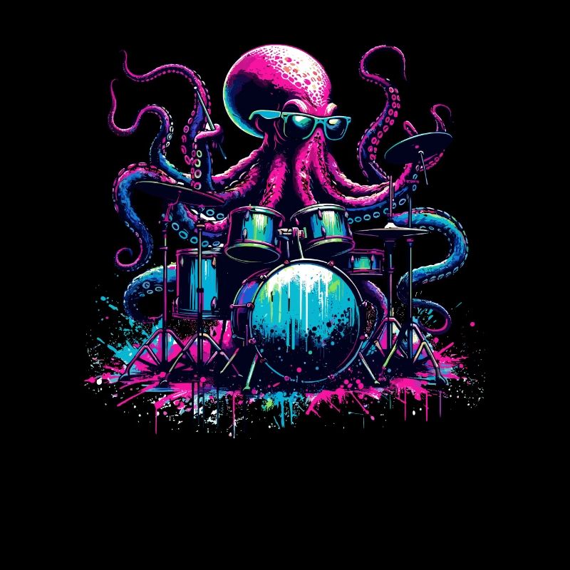 Octopus Playing Drums Drum Drummer Drumming