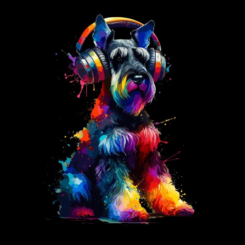 Casque Splash Art coloré Schnauzer géant