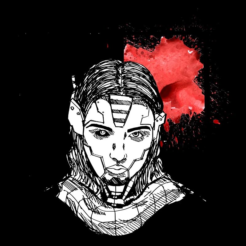 Female Robot, Cyborg, Android, Roboter, Splatter
