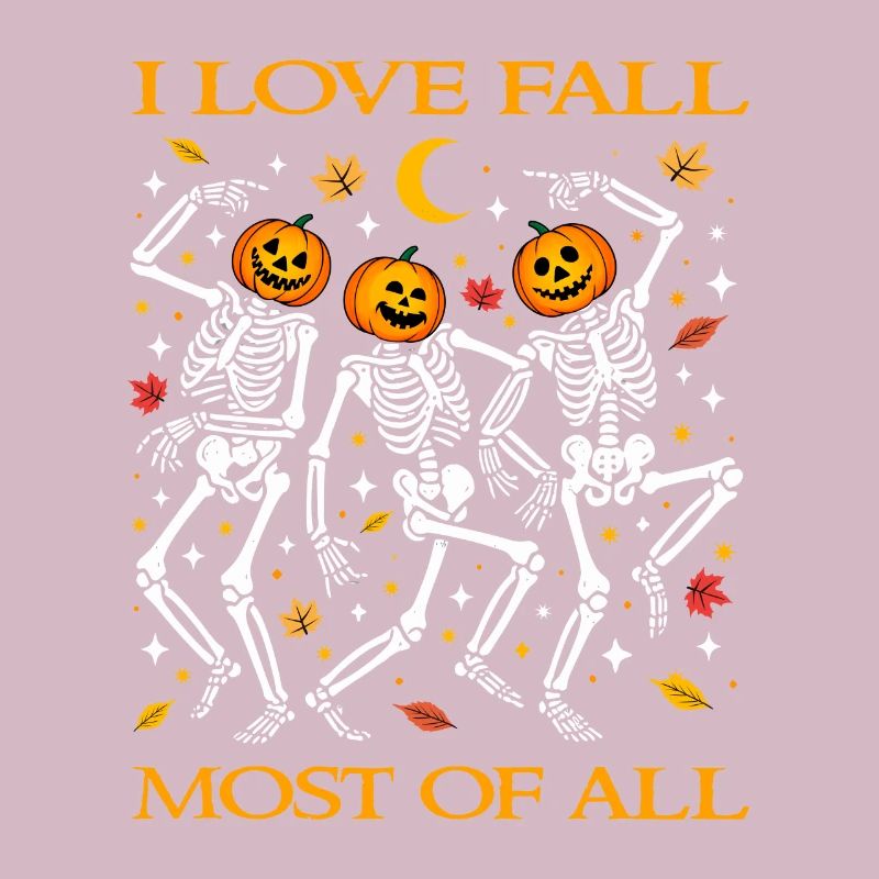 I Love Fall Funny Dancing Skeletons Autumn Fall