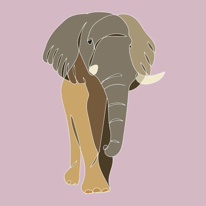 Lineart elephant, colored