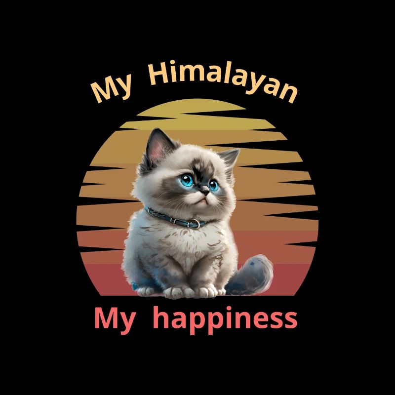 Logo rétro avec un chat "Himalayan"