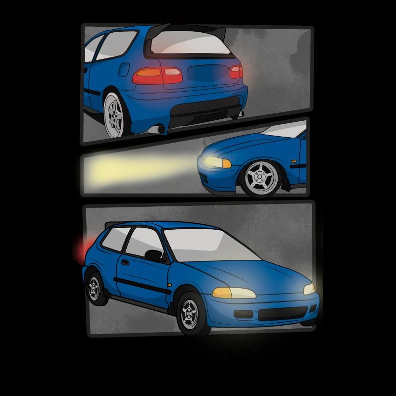 NIGHT BLUE CAR COMIC / HATCHBACK