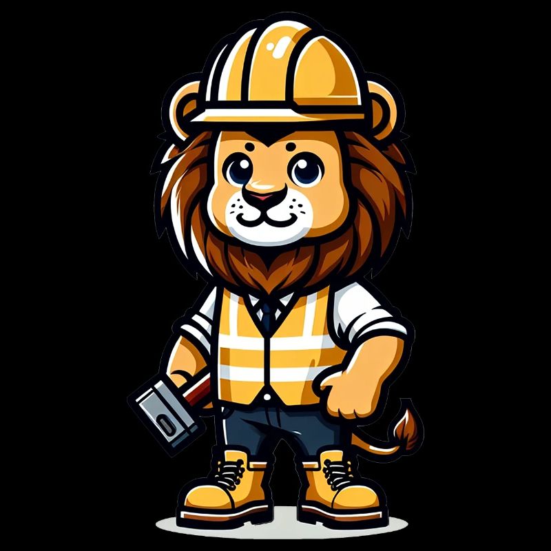 Cute Lion Construction Worker
