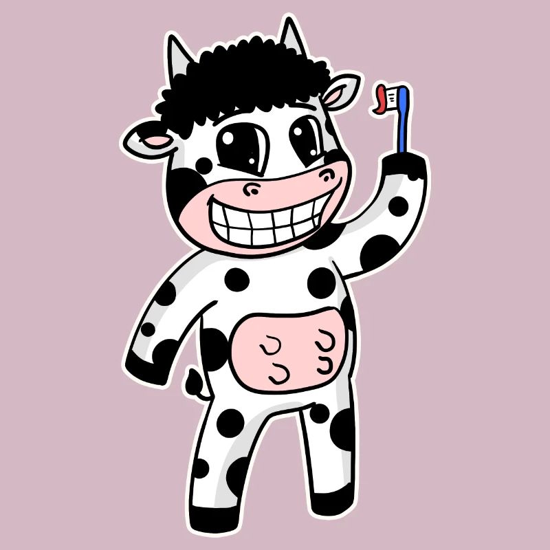 Vache avec brosse à dents