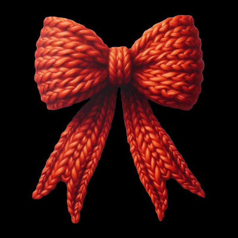 Knitted red wool mesh, red bow