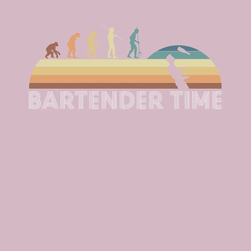 Vintage Retro Bartender Time Barkeeper Evolution
