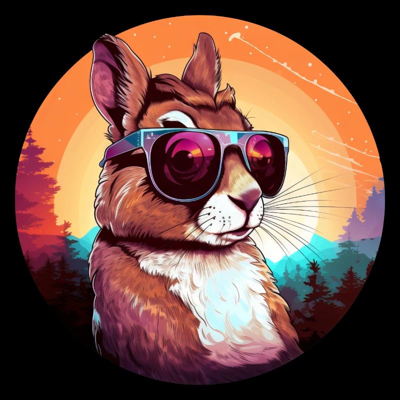 Cool Rabbit in Sunset: Astonished Rabbit with So
