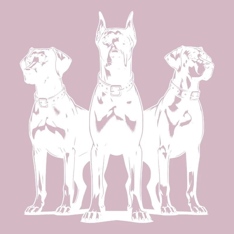 Three elegant vigilant guard dogs on post