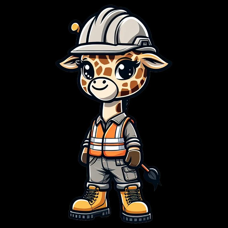 Cute Giraffe Construction Worker