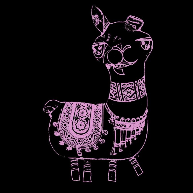 llama, alpaca, illustration, comic, pink
