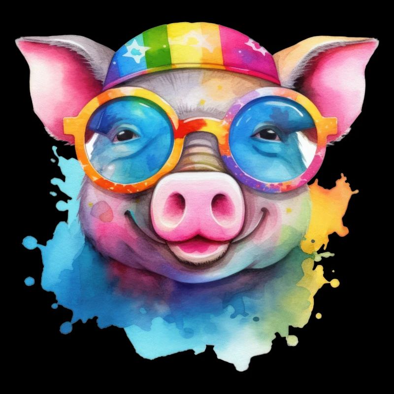 Cochon cool coloré avec des lunettes de soleil