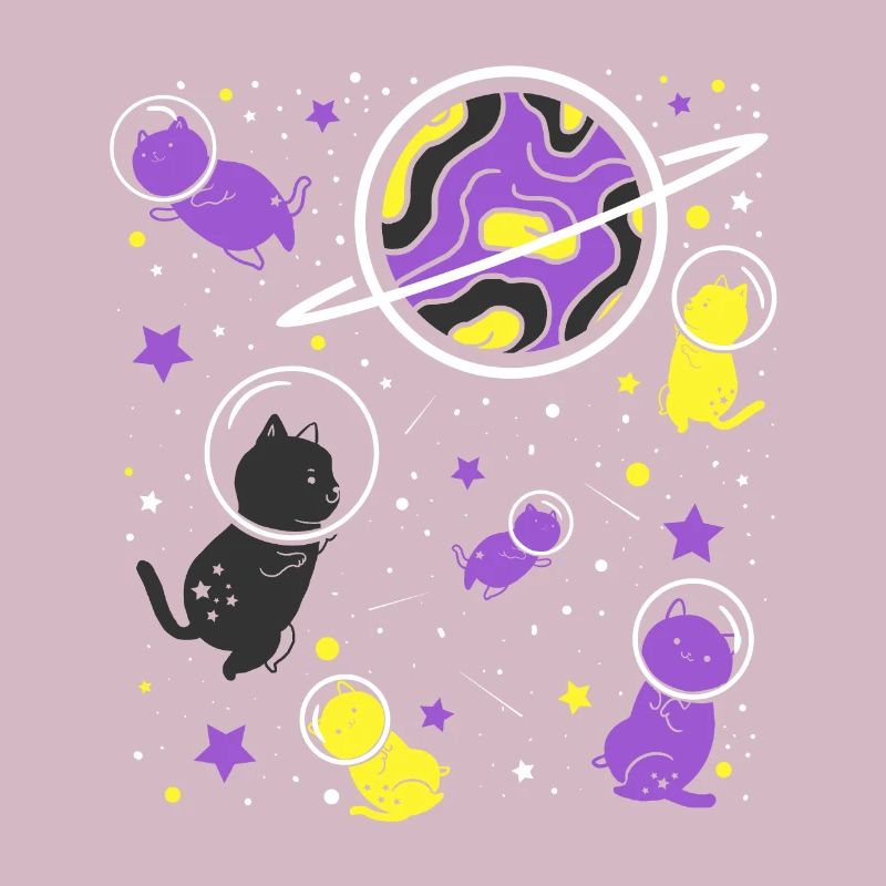 Nonbinary Pride Katze im Weltraum