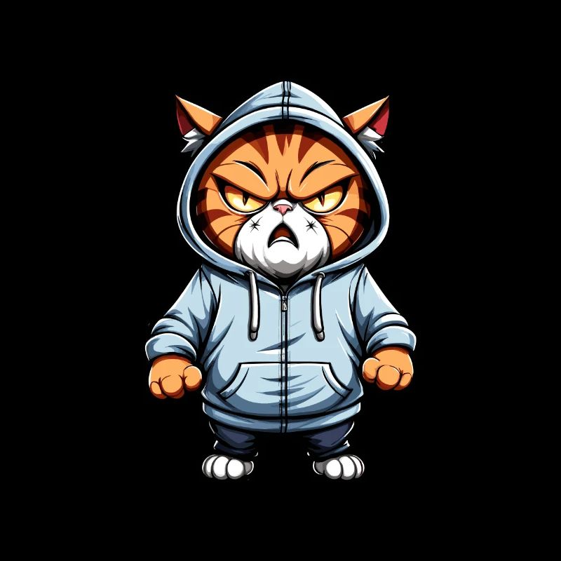 Braune Katze mit Hoodie Dick