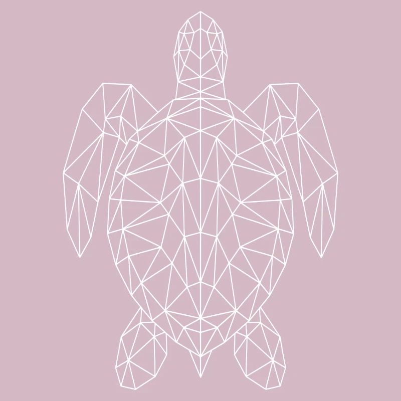 Geometric Sea Turtle White Silhouette