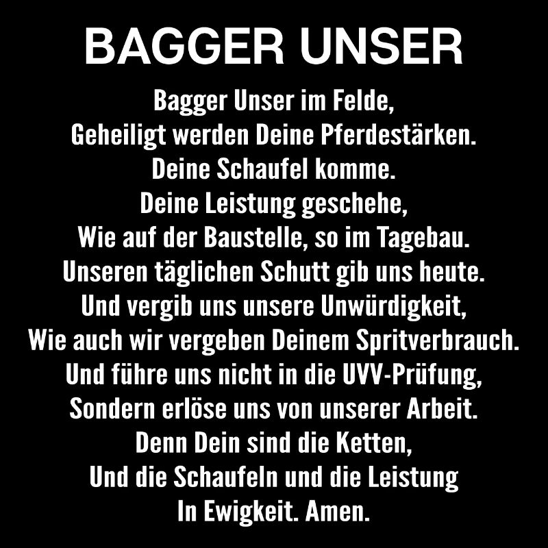 Bagger Baggerfahrer Baggerführer Geschenk Gebet