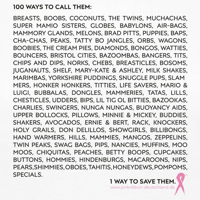 Pink Ribbon 100 ways to call them