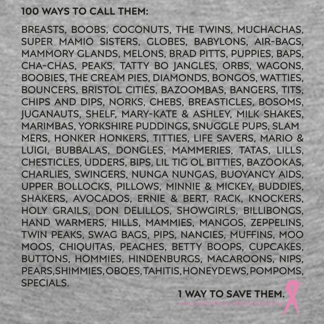 Pink Ribbon 100 ways to call them