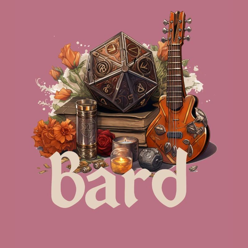 Barde avec D20 et objets – Conception de RPG fantastique