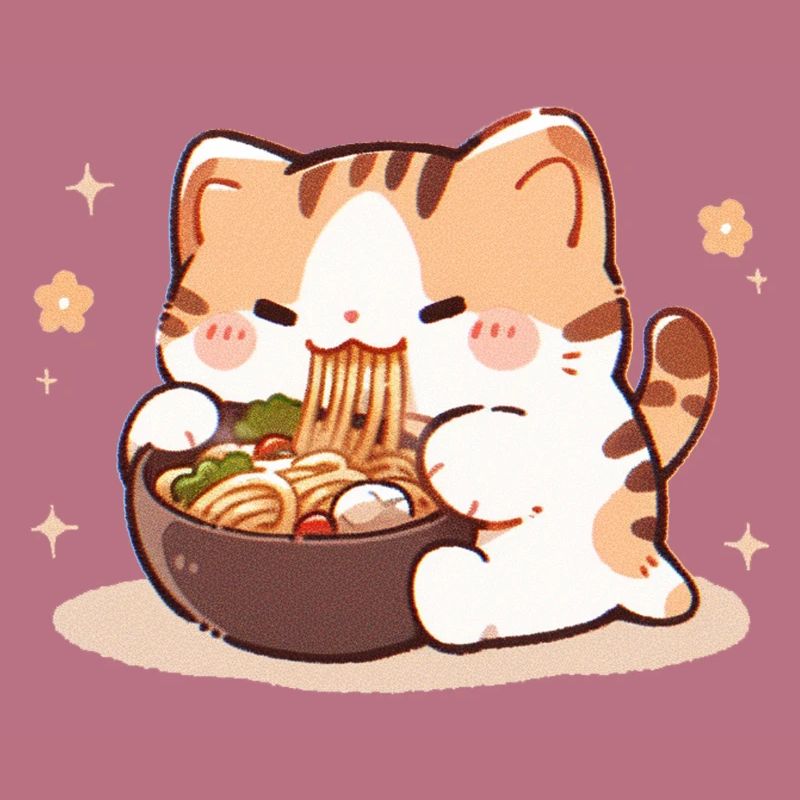 Mème de chat mangeant des spaghettis