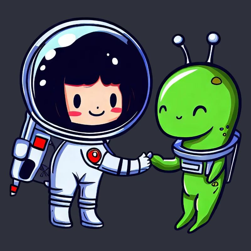Salutation dans l’espace : poignée de main d’un extraterrestre et d’un astronaute